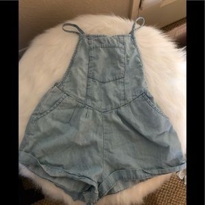Toddler short overalls chambray
